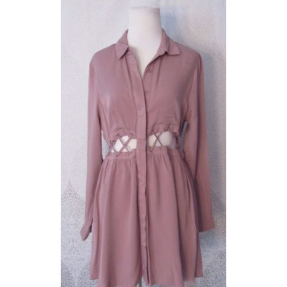 Tobi Dresses & Skirts - Tobi Cut Out Criss Cross Button Up Collar Dress
